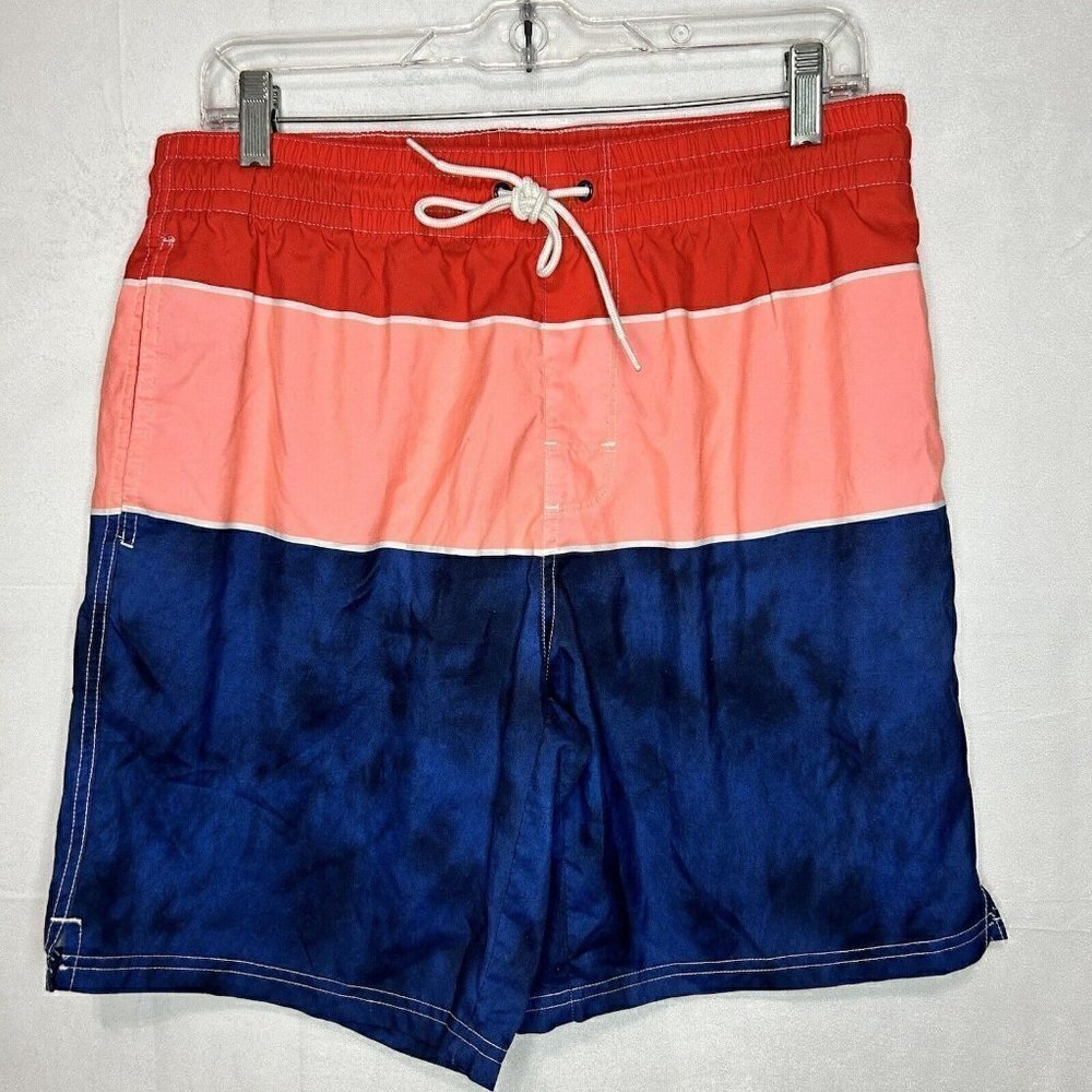 Old Navy Lace Up Mid Rise Multicolor Polyester Swim Trunks Board Shorts Sz M